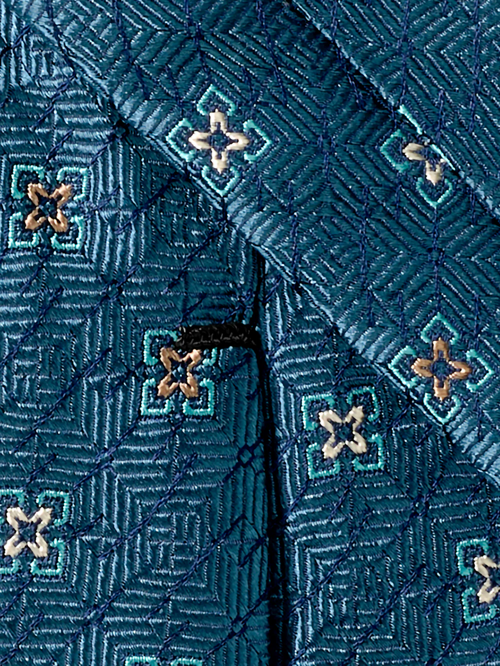 Medallion Woven Silk Tie - Teal - Image 4
