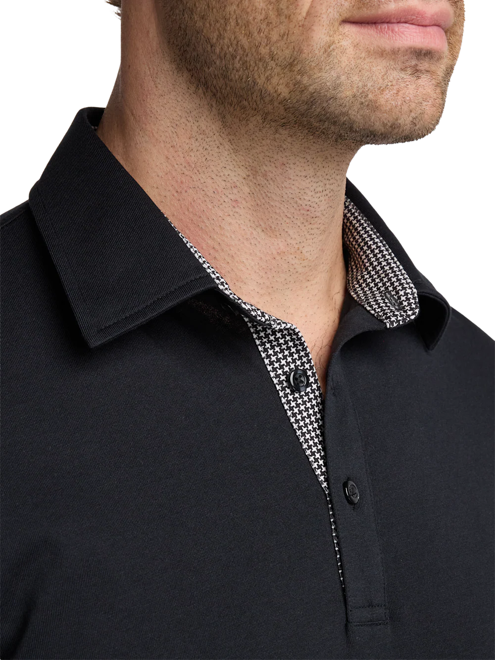Mercerized Cotton Three Button Polo - Black - Image 4