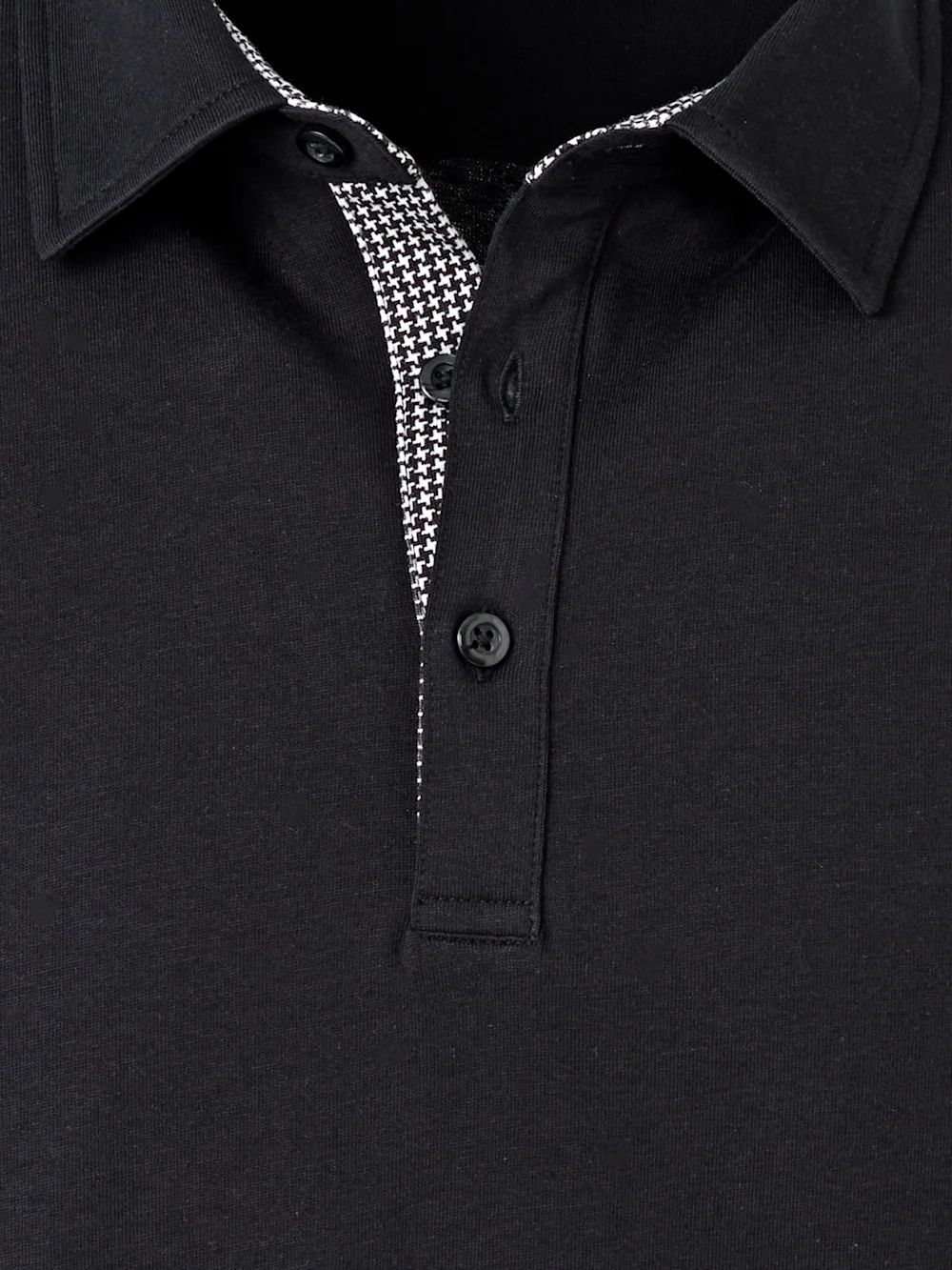 Mercerized Cotton Three Button Polo - Black - Image 7