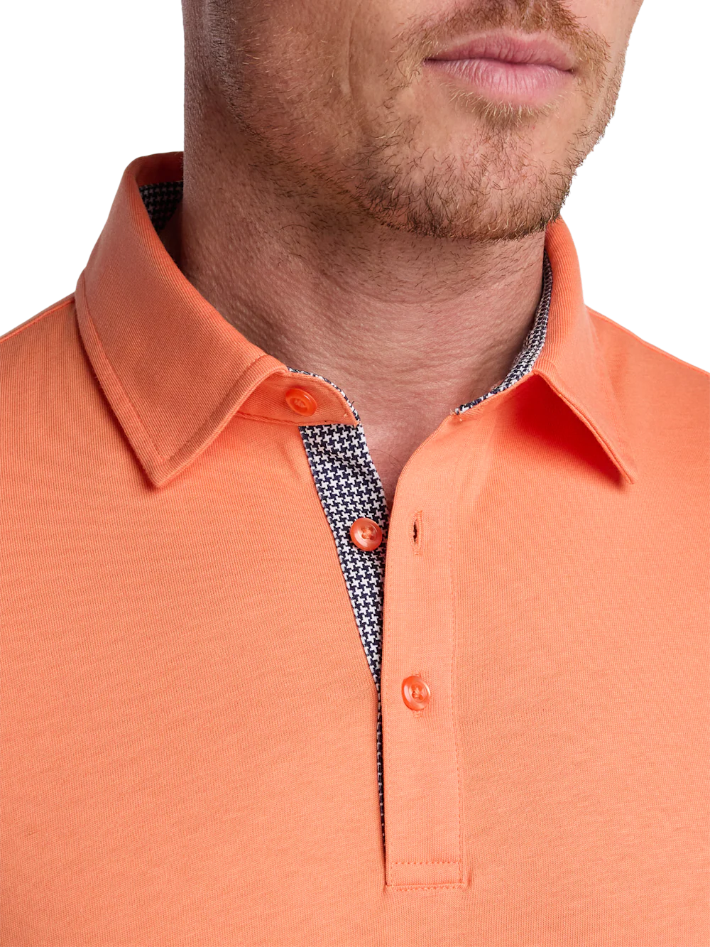 Mercerized Cotton Three Button Polo - Melon - Image 4