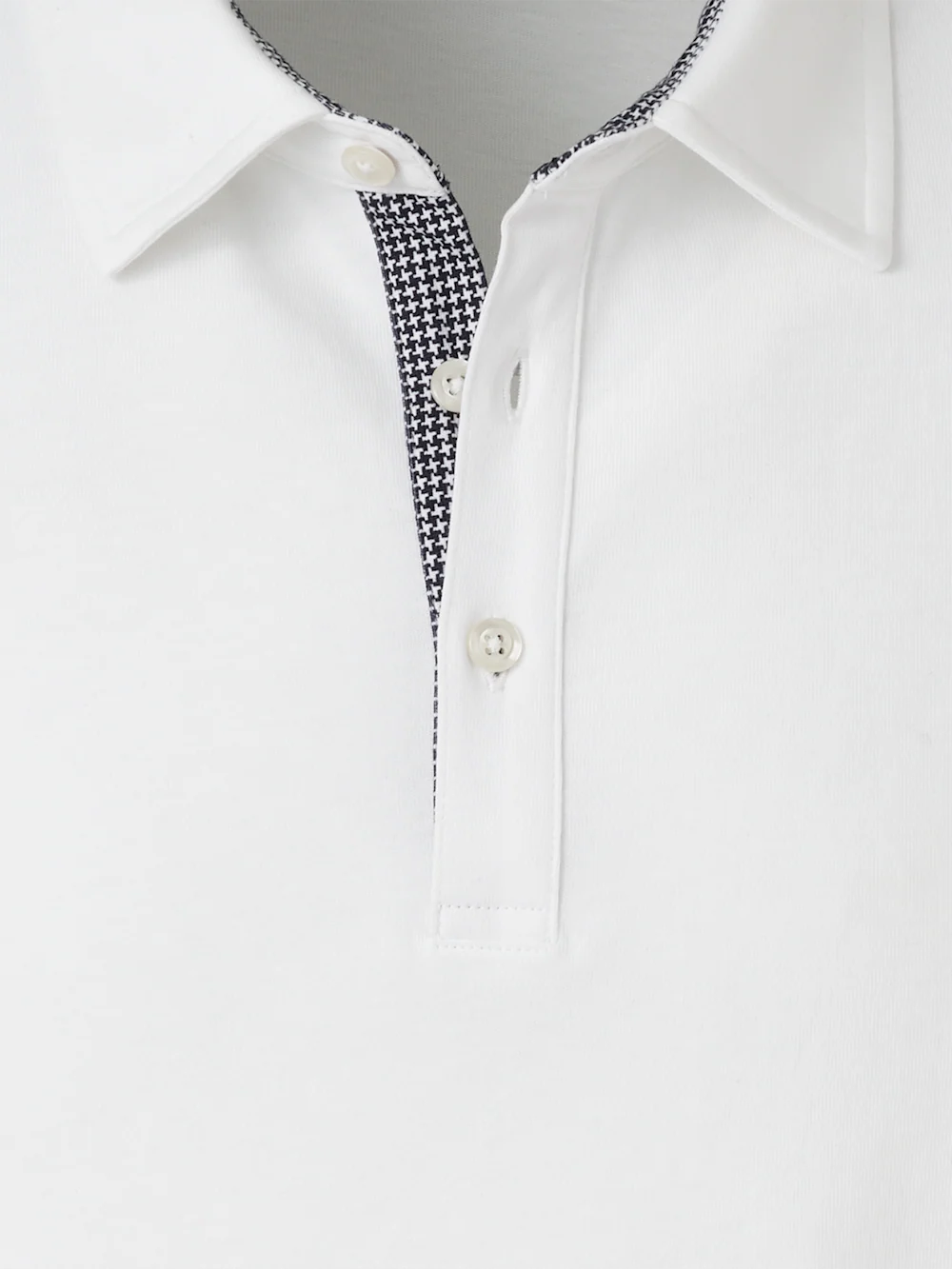 Mercerized Cotton Three Button Polo - White - Image 7