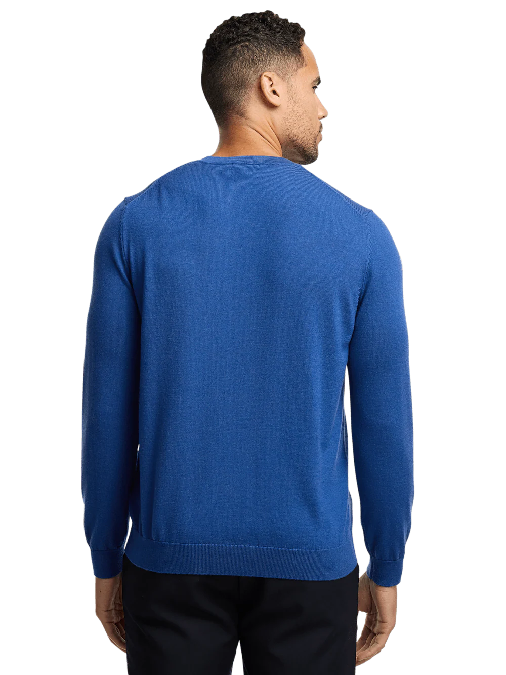 Merino Wool V-neck Sweater - Blue - Image 5