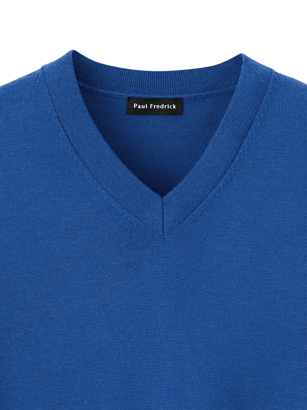 Merino Wool V-neck Sweater - Blue - Image 6