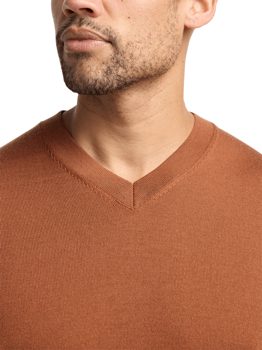 Merino Wool V-neck Sweater - Copper - Image 3