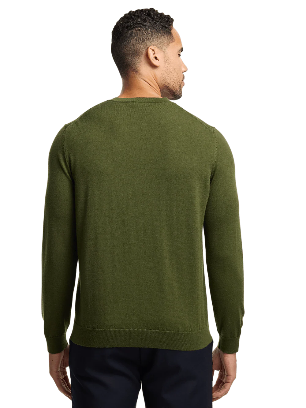 Merino Wool V-neck Sweater - Green - Image 5