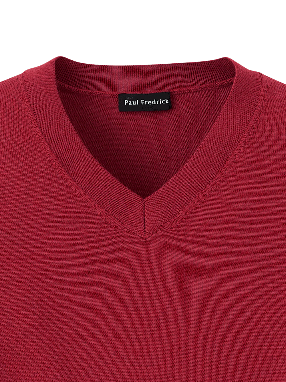 Merino Wool V-neck Sweater - Wine - Image 6