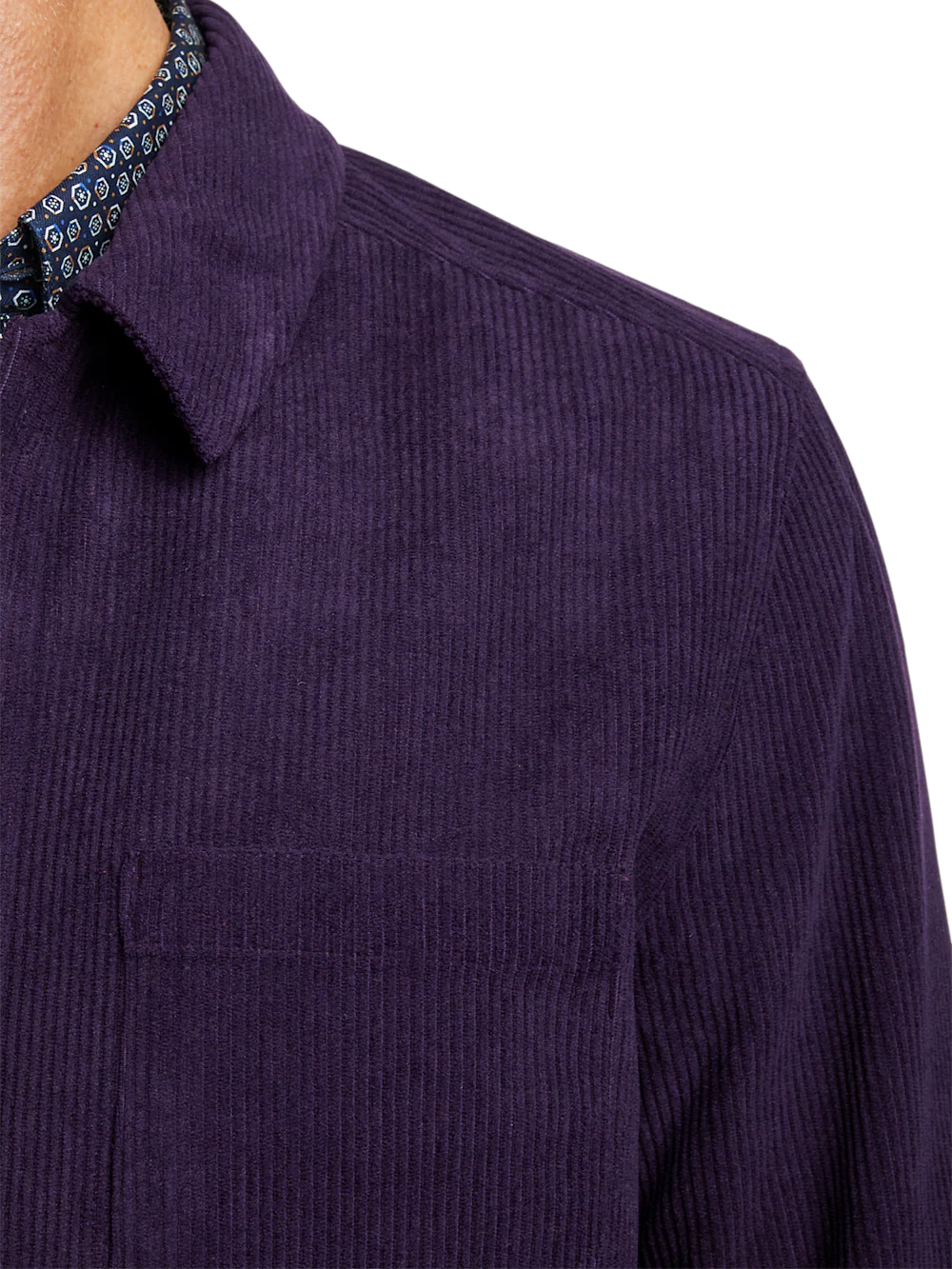 Microfiber Corduroy Shirt Jacket - Purple - Image 6