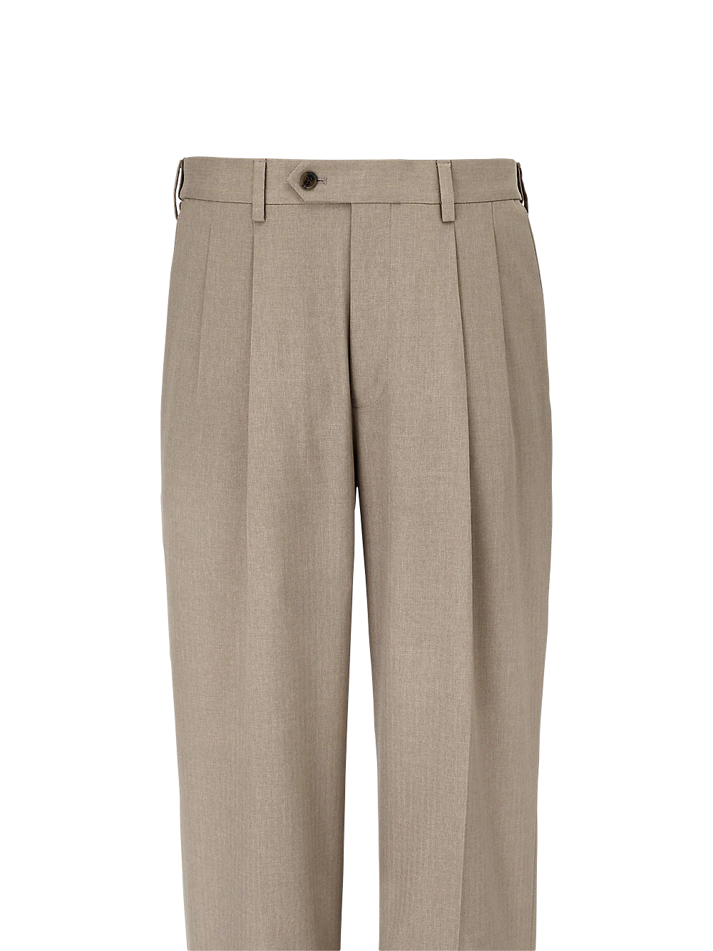 Microfiber Herringbone Pleated Pants - Grey - Image 2