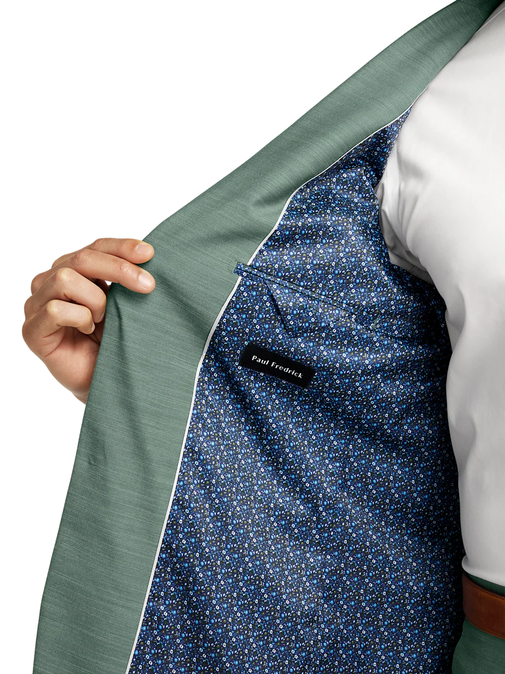 Microfiber Linen Blend Single Breasted Peak Lapel Suit Jacket - Green - Image 4