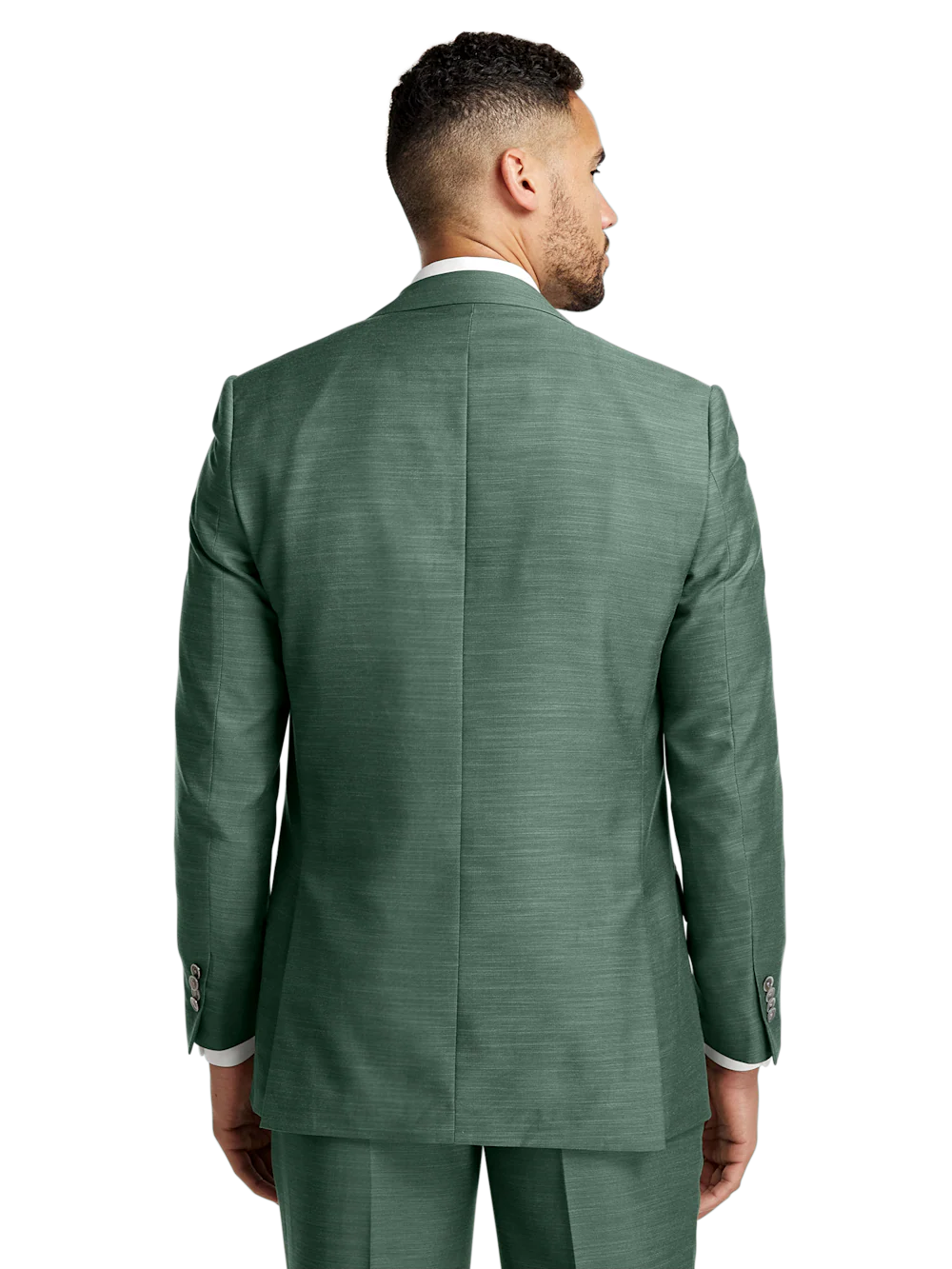 Microfiber Linen Blend Single Breasted Peak Lapel Suit Jacket - Green - Image 7