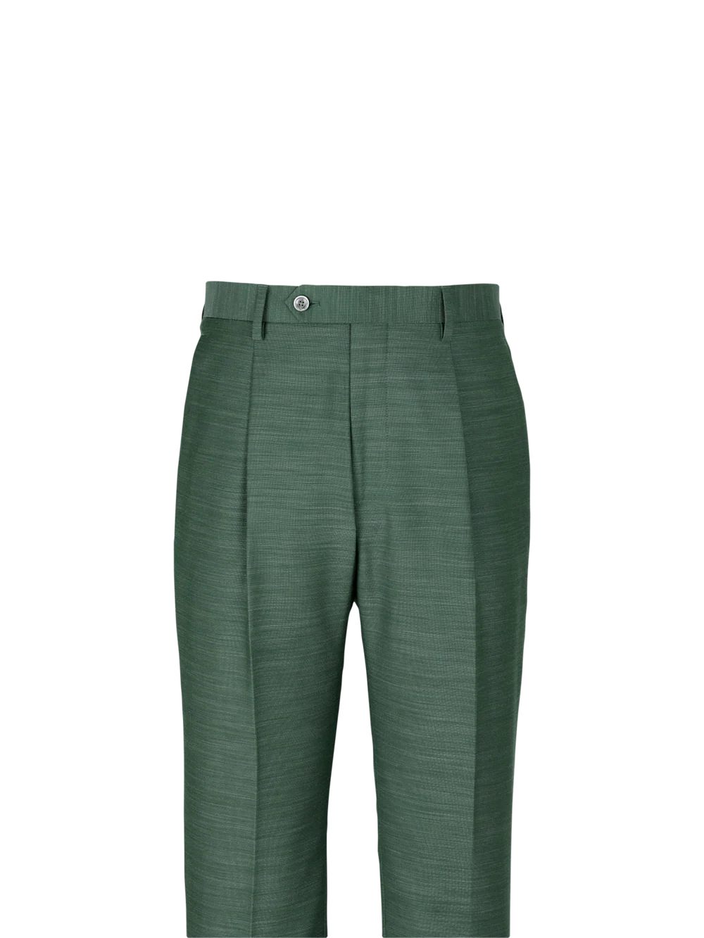Microfiber Linen Blend Single Pleat Suit Pants - Green - Image 2