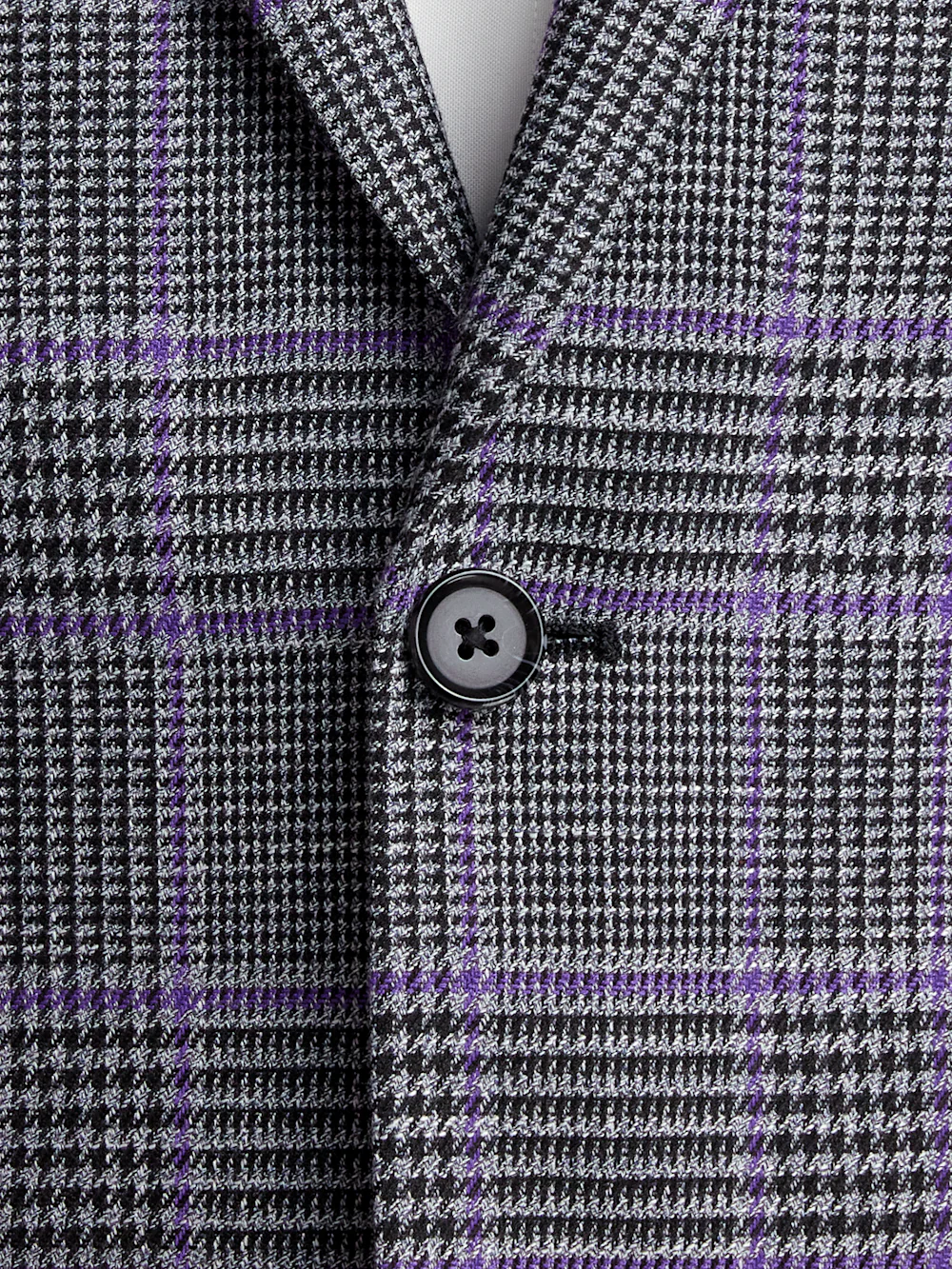 Microfiber Plaid Single Breasted Notch Lapel Sport Coat - Grey/purple - Image 5