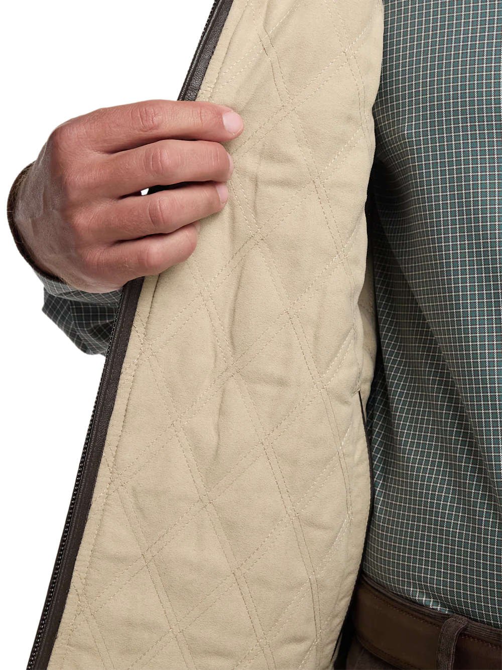 Microsuede Check Reversible Vest - Cream - Image 5