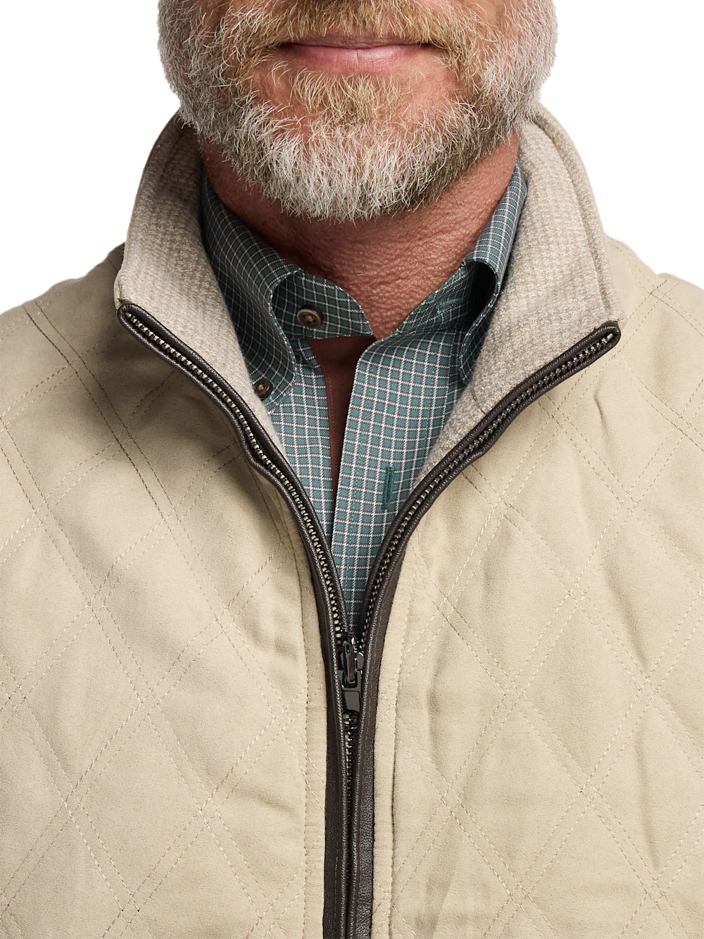 Microsuede Check Reversible Vest - Cream - Image 6