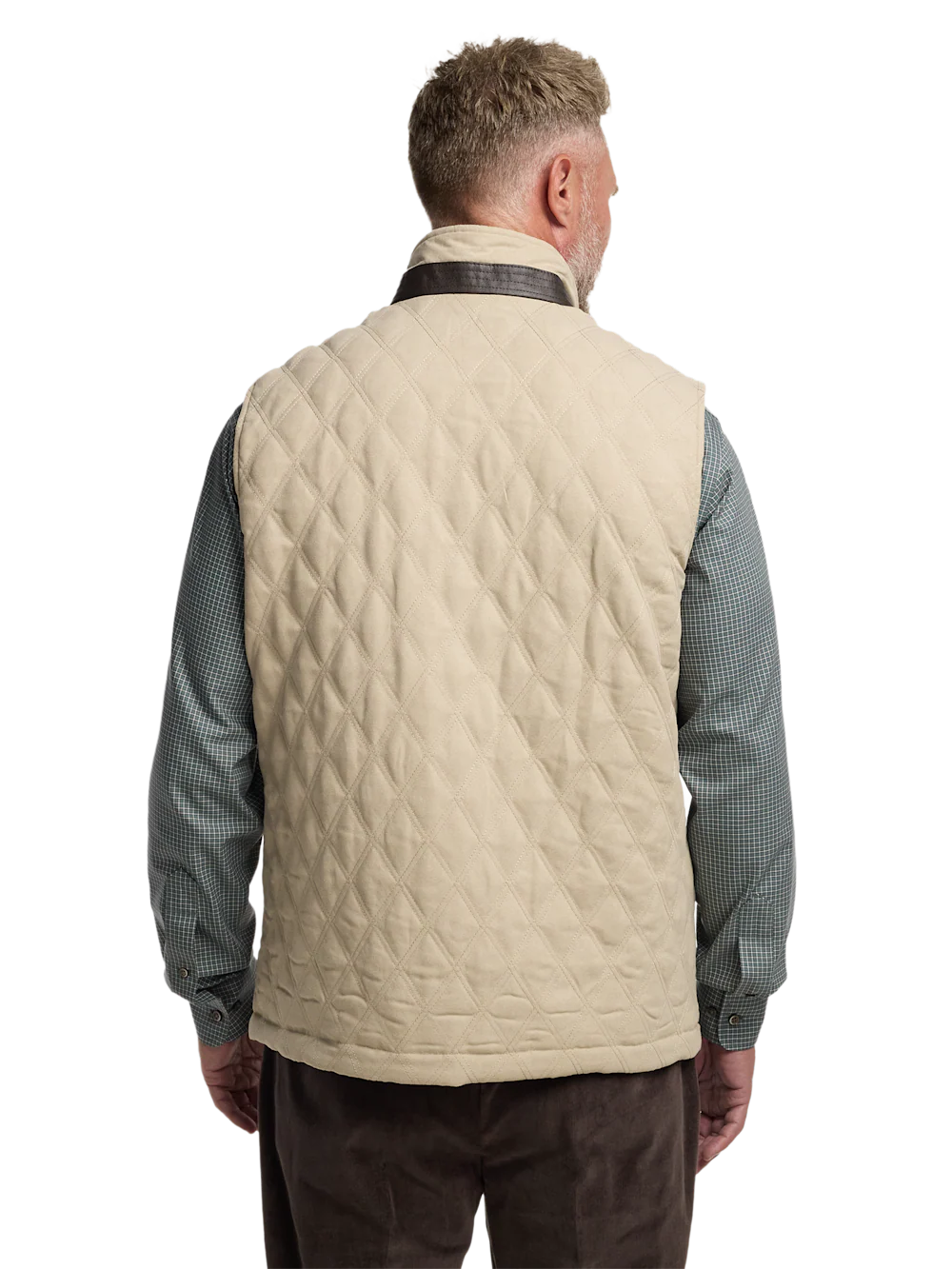 Microsuede Check Reversible Vest - Cream - Image 7