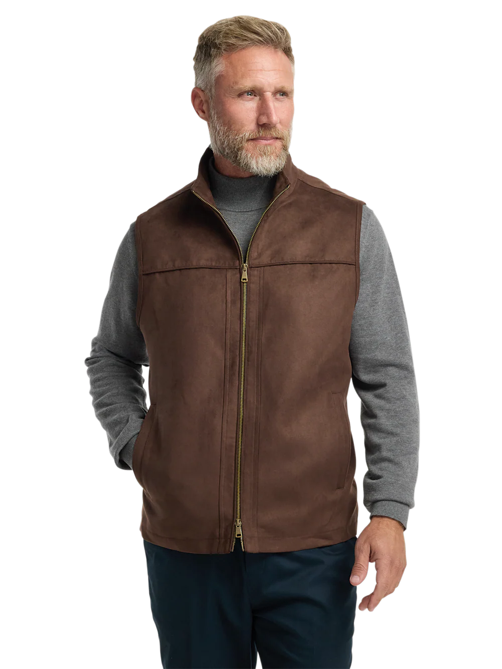 Microsuede Vest - Brown - Image 2