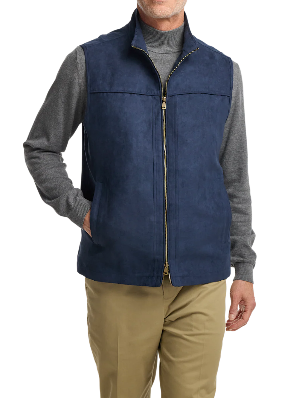 Microsuede Vest - Navy - Image 3
