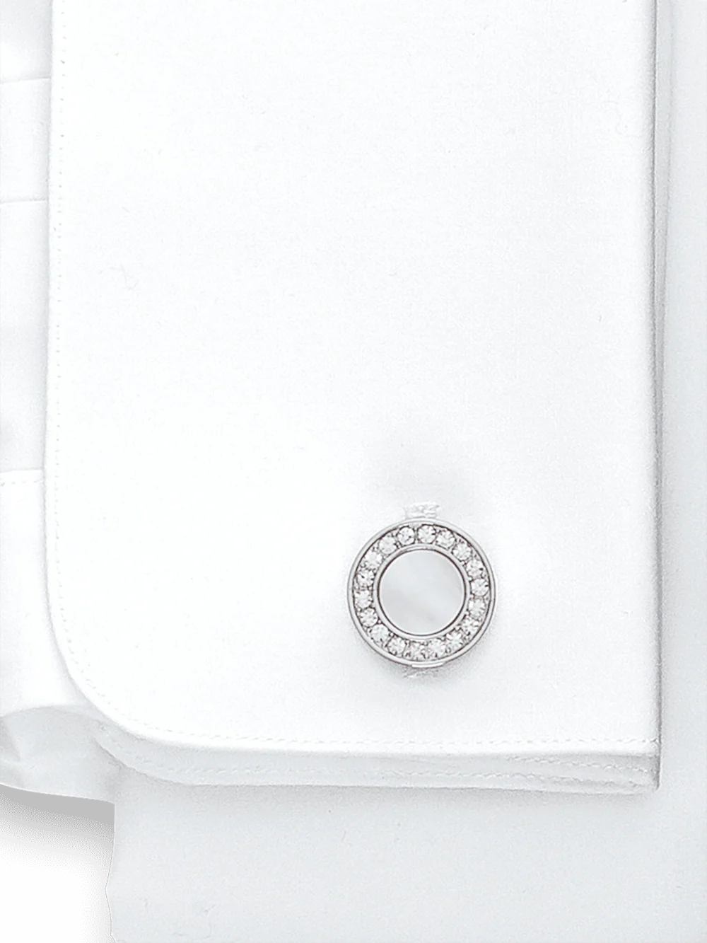 Mother of Pearl & Crystal Cufflinks - Silver - Image 2
