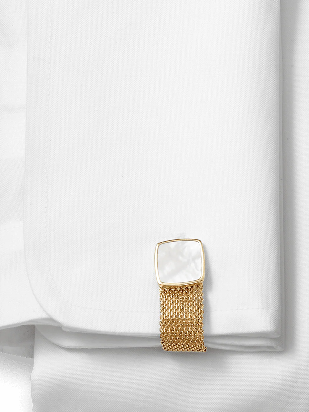 Mother of Pearl Mesh Wrap Cufflinks - Gold - Image 2