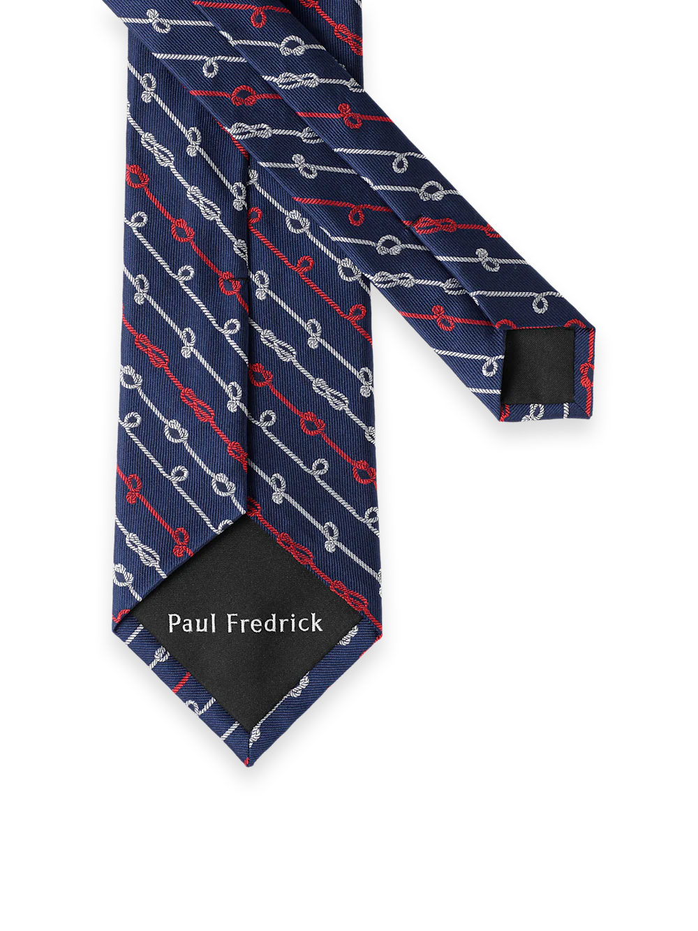 Nautical Woven Silk Tie - Navy/red - Image 2