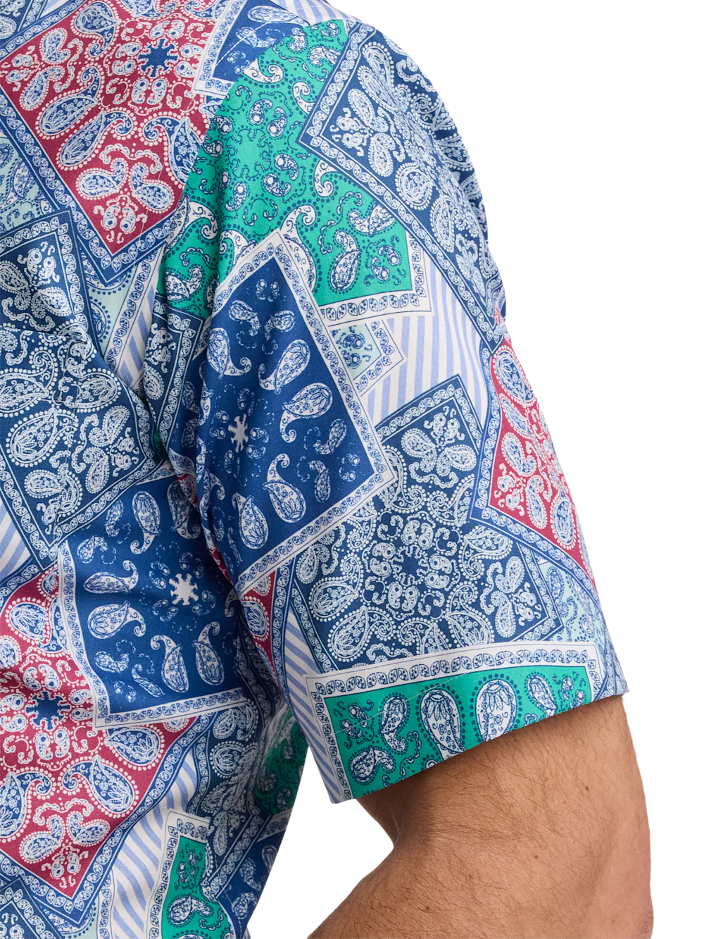 Non-Iron Cotton Bandana Dress Shirt With Contrast Trim - Blue Multi - Image 4
