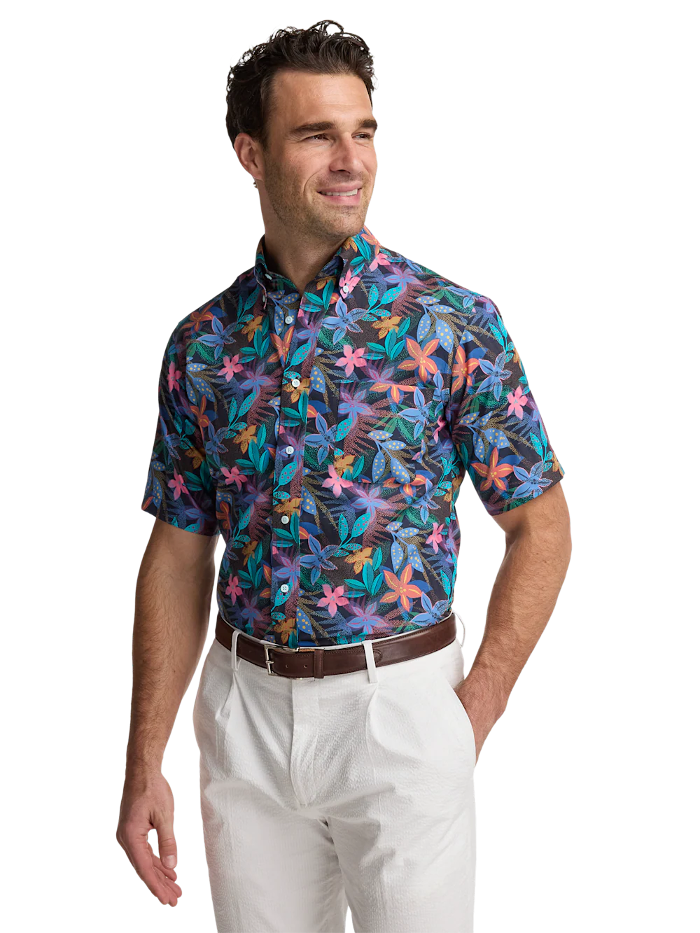 Non-Iron Cotton Botanical Dress Shirt - Multi - Image 2