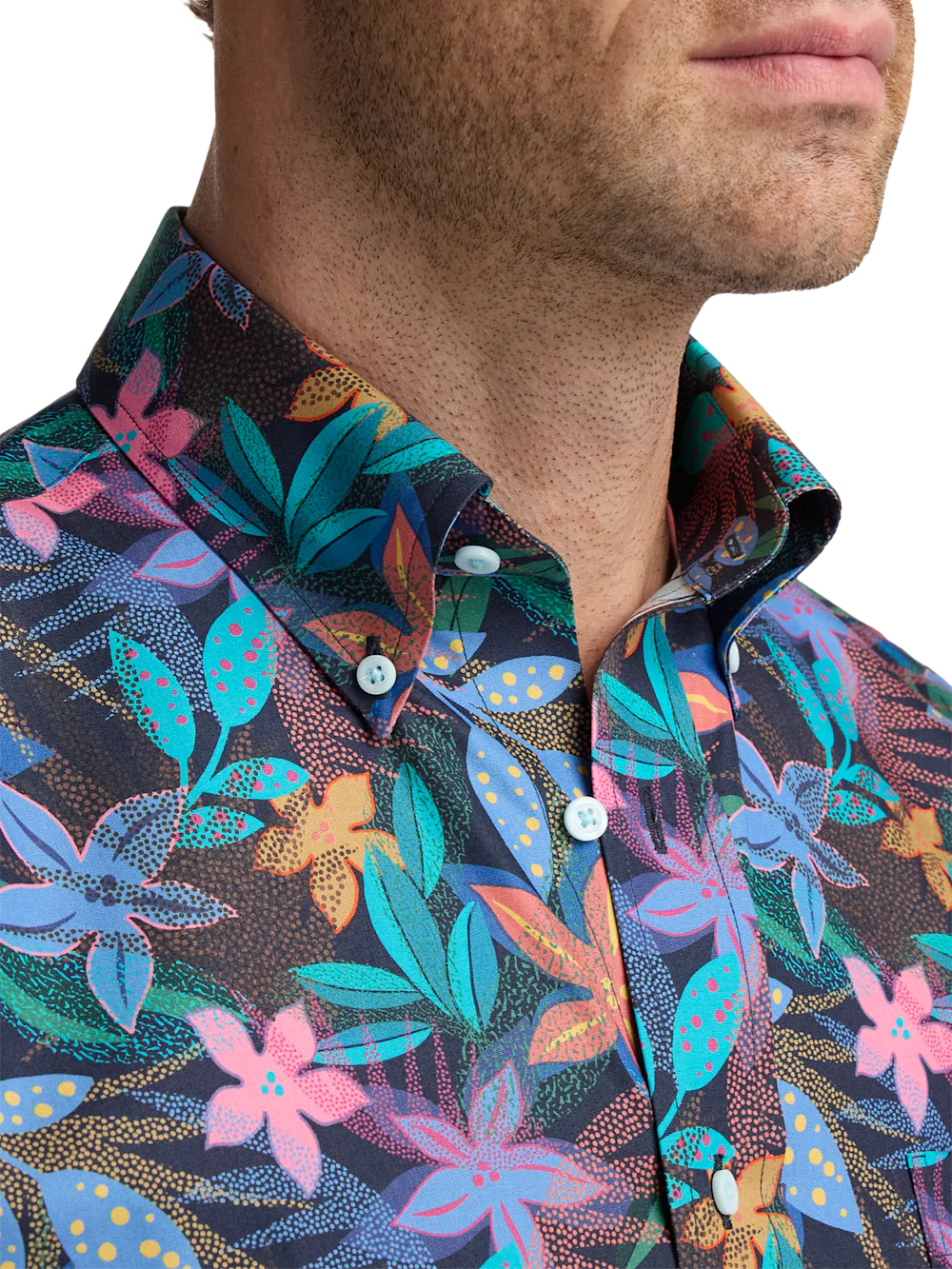 Non-Iron Cotton Botanical Dress Shirt - Multi - Image 3