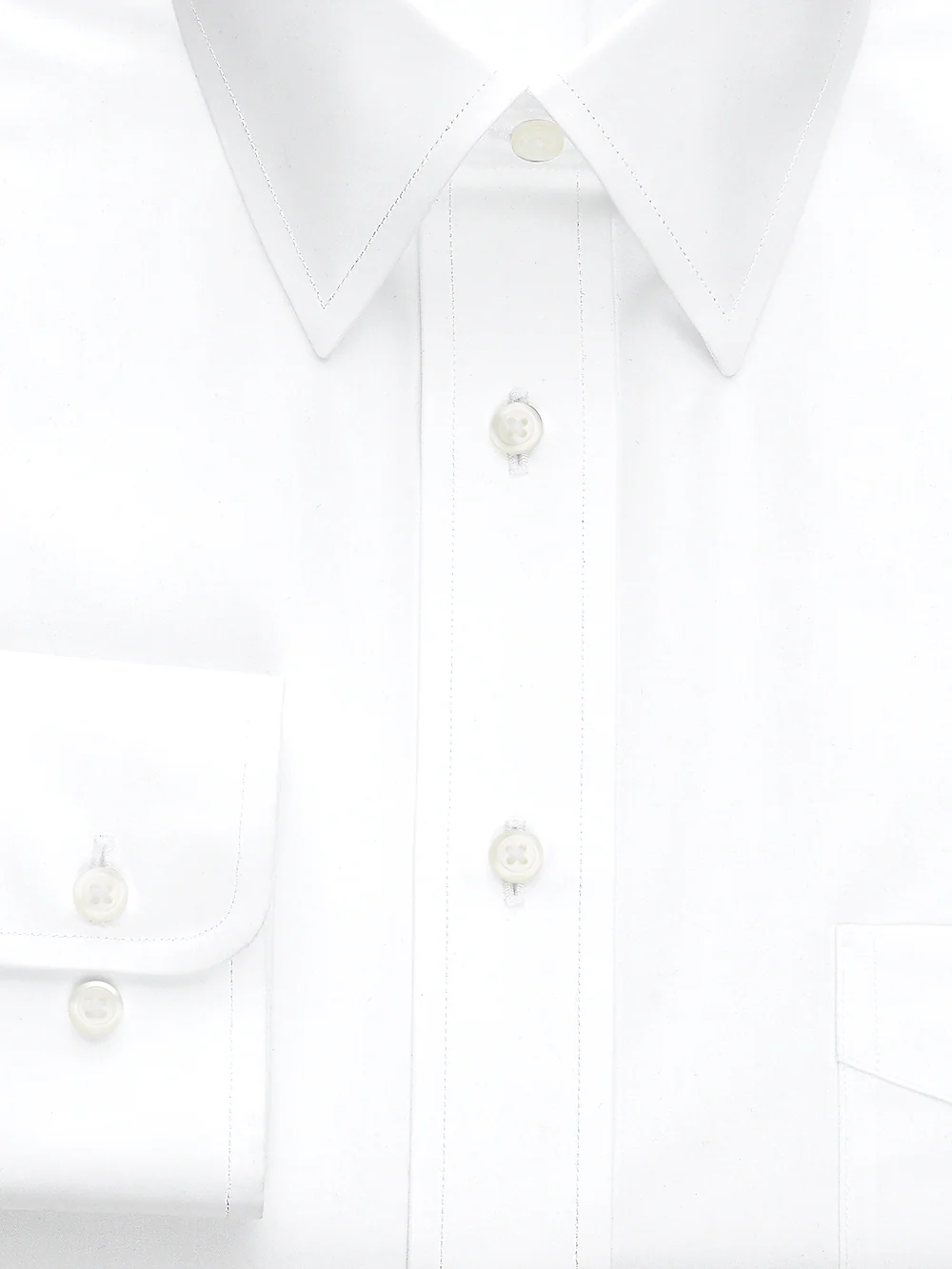 Non-Iron Cotton Broadcloth Solid Color Straight Collar Dress Shirt - White - Image 2