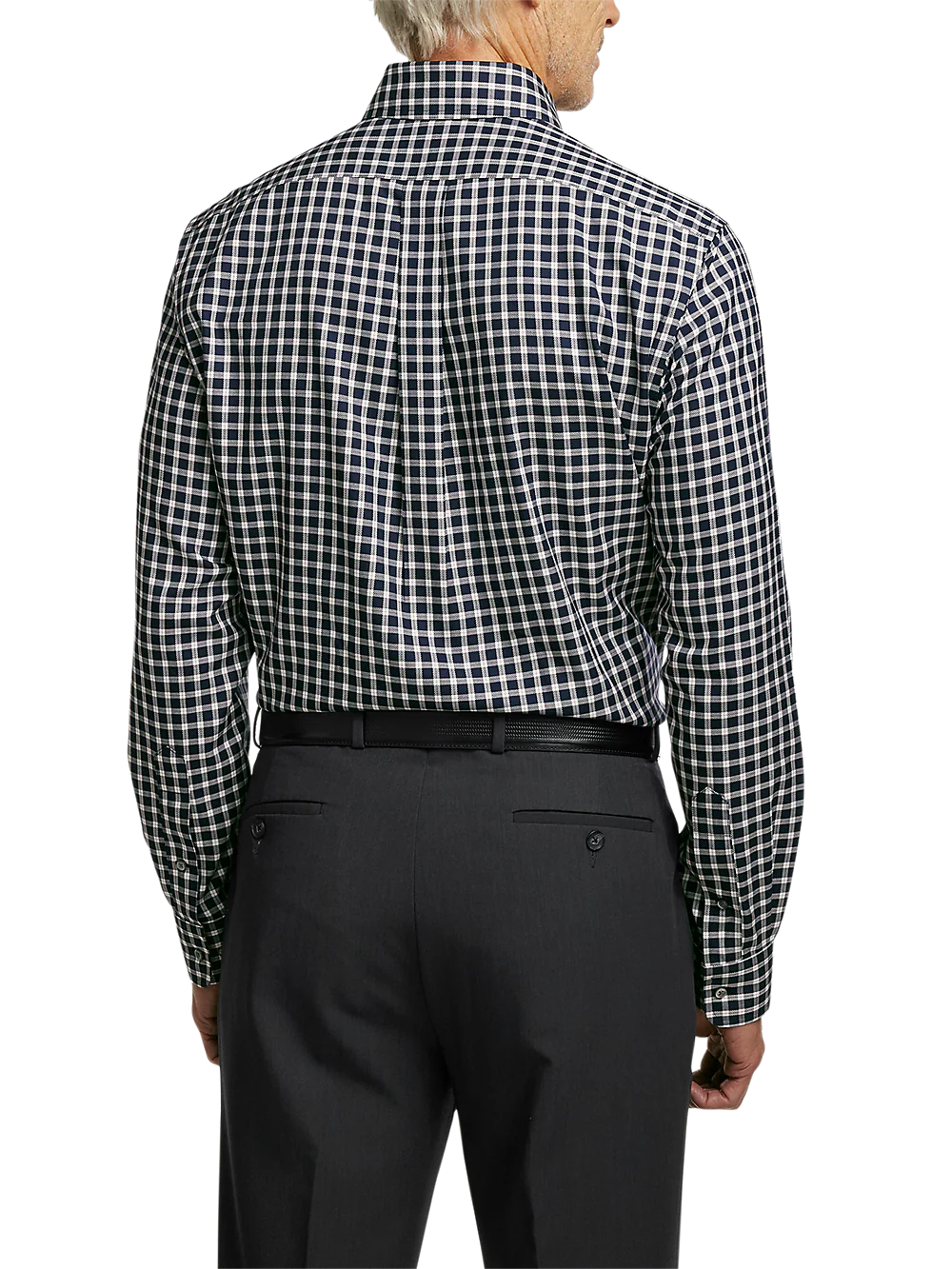 Non-Iron Cotton Check Dress Shirt With Contrast Trim - Black/rust - Image 5