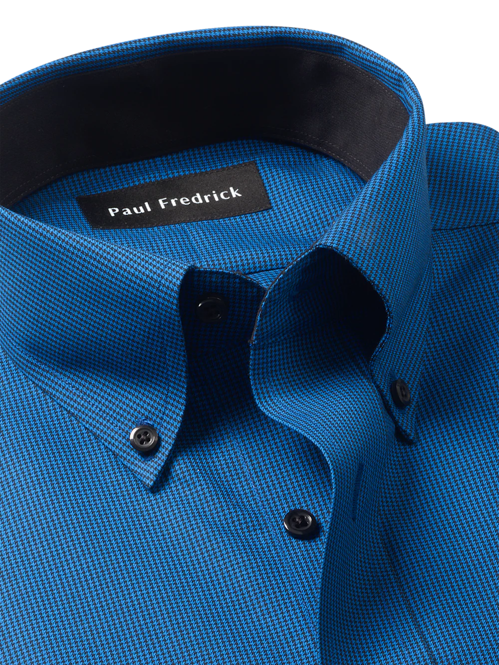 Non-Iron Cotton Check Dress Shirt With Contrast Trim - Black/blue - Image 7
