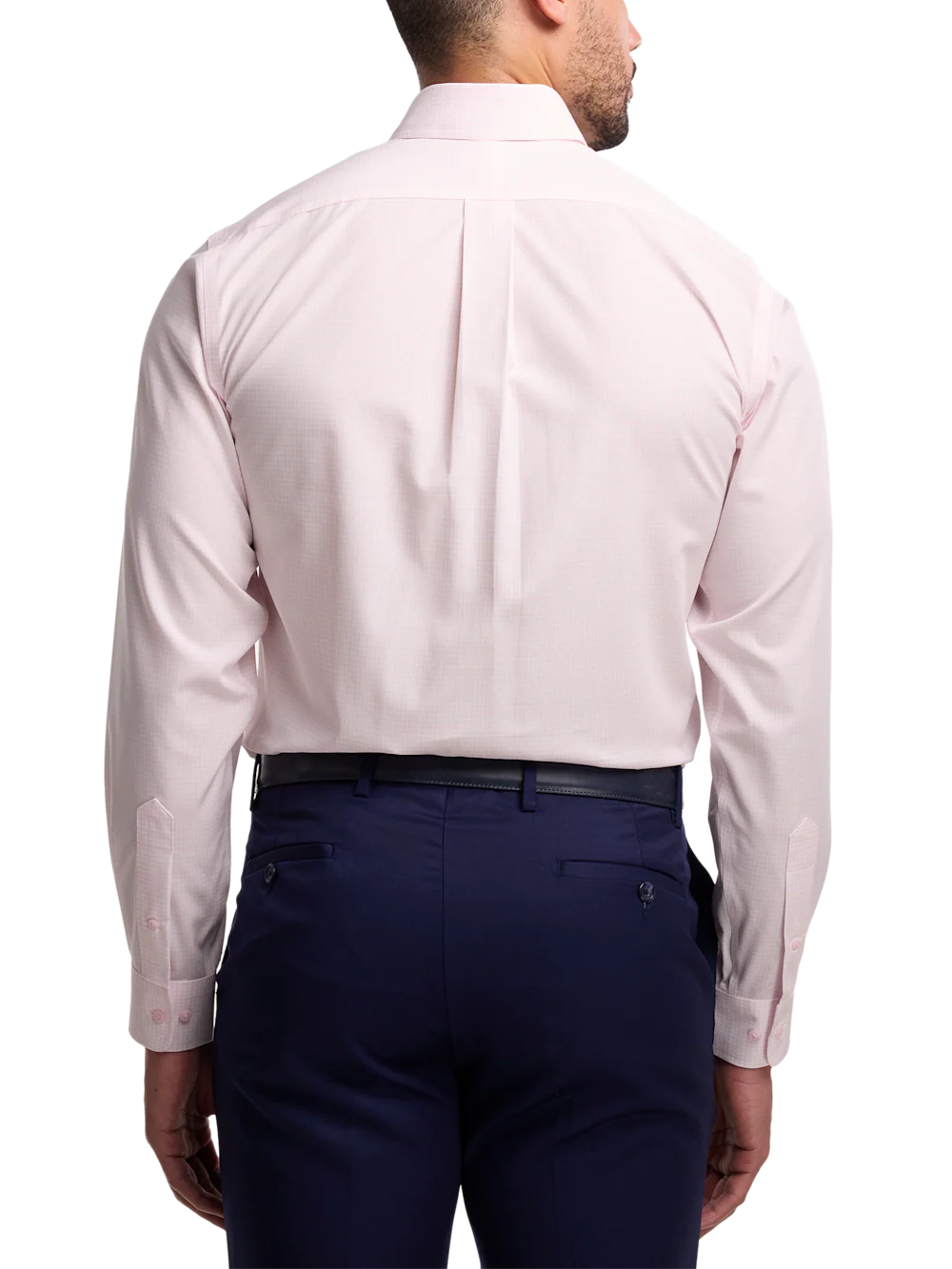 Non-Iron Cotton Check Dress Shirt With Contrast Trim - Pink - Image 5