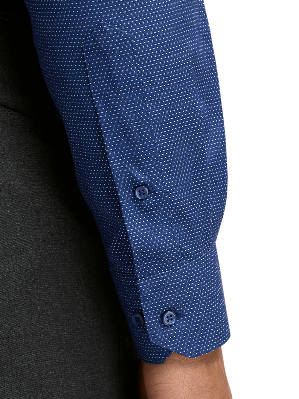Non-Iron Cotton Dot Dress Shirt - Blue - Image 4