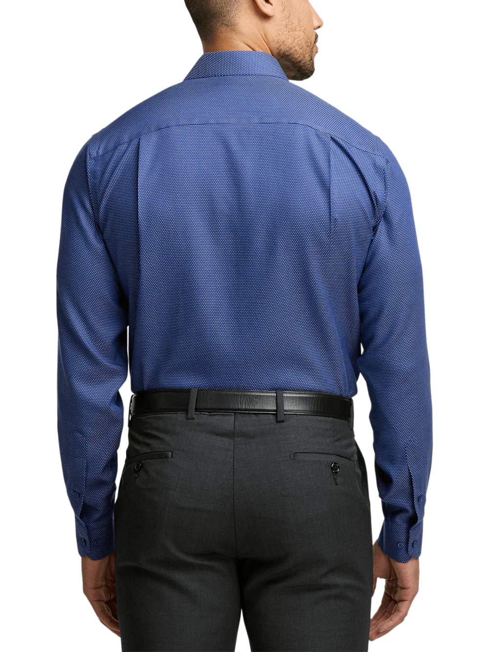 Non-Iron Cotton Dot Dress Shirt - Blue - Image 5