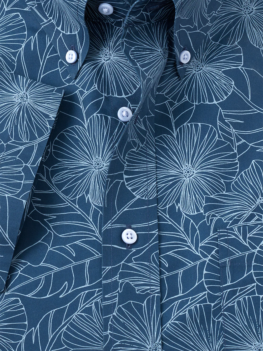 Non-Iron Cotton Floral Dress Shirt - Navy/teal - Image 6