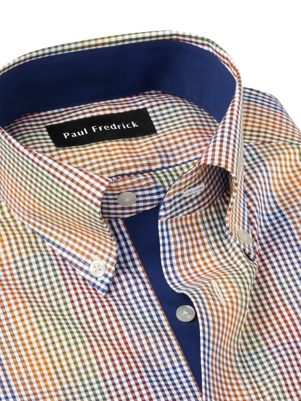 Non-Iron Cotton Gingham Dress Shirt With Contrast Trim - Multi - Image 7