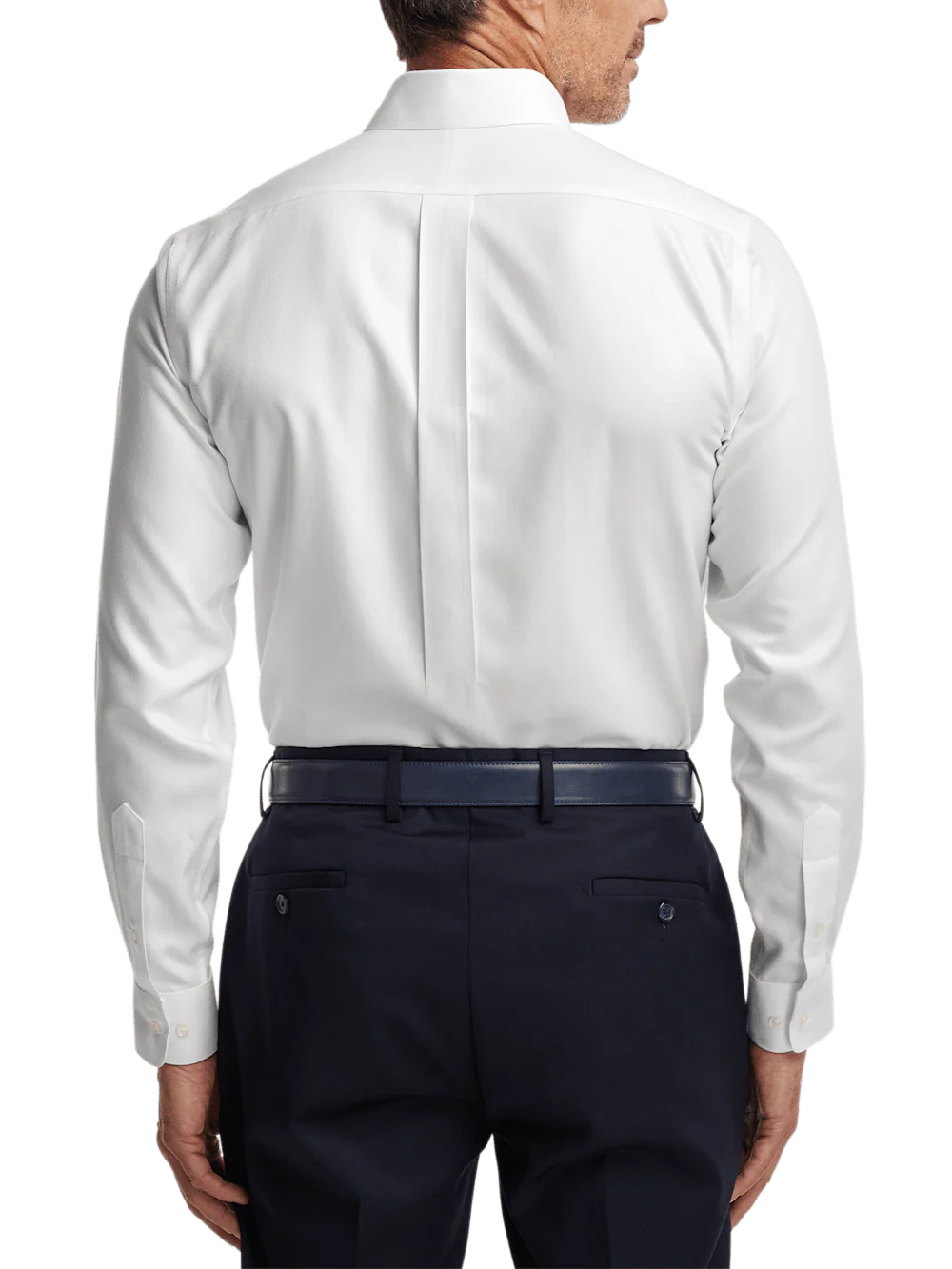 Non-Iron Cotton Herringbone Button Down Collar Dress Shirt - White - Image 5