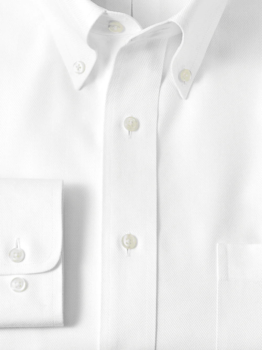Non-Iron Cotton Herringbone Button Down Collar Dress Shirt - White - Image 6
