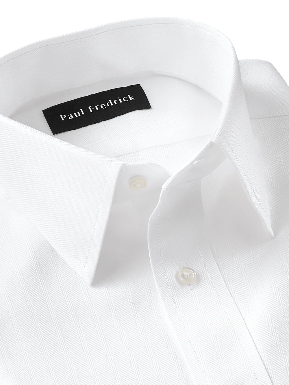 Non-Iron Cotton Herringbone Point Collar Dress Shirt - Blue - Image 3