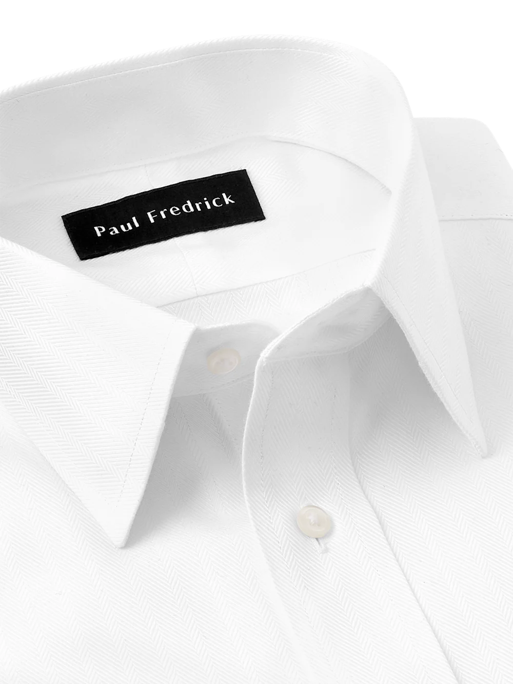 Non-Iron Cotton Herringbone Point Collar French Cuff Dress Shirt - White - Image 7