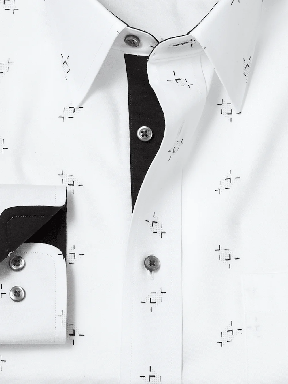 Non-Iron Cotton Houndstooth Dress Shirt - White - Image 6