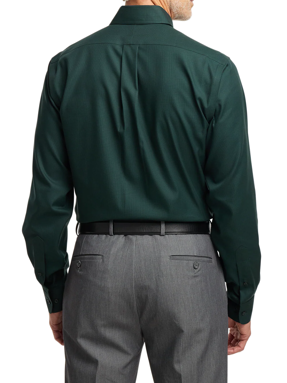 Non-Iron Cotton Houndstooth Dress Shirt With Contrast Trim - Black/green - Image 5
