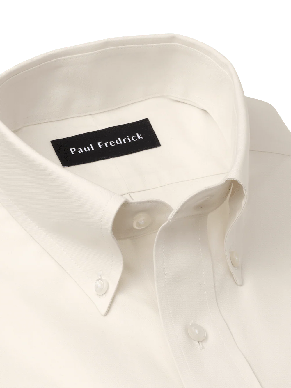 Non-Iron Cotton Pinpoint Solid Button Down Collar Dress Shirt - Ecru - Image 7