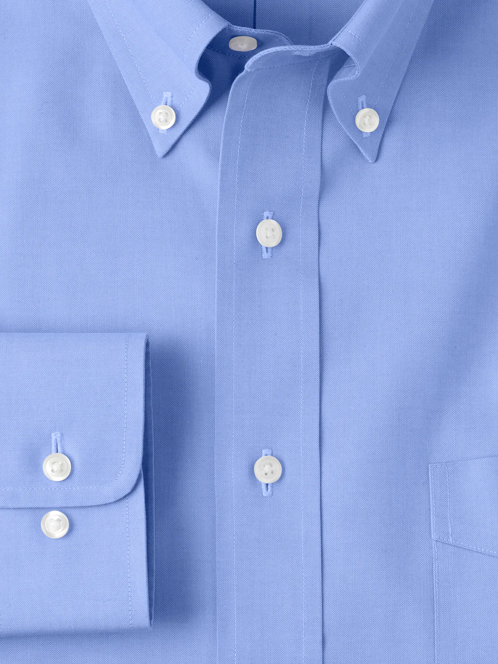 Non-Iron Cotton Pinpoint Solid Button Down Collar Dress Shirt - French Blue - Image 6