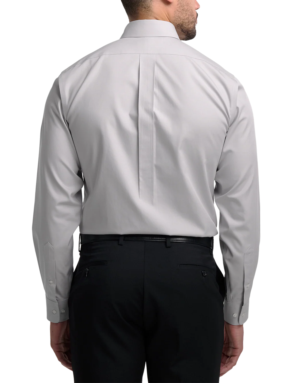 Non-Iron Cotton Pinpoint Solid Button Down Collar Dress Shirt - Grey - Image 5