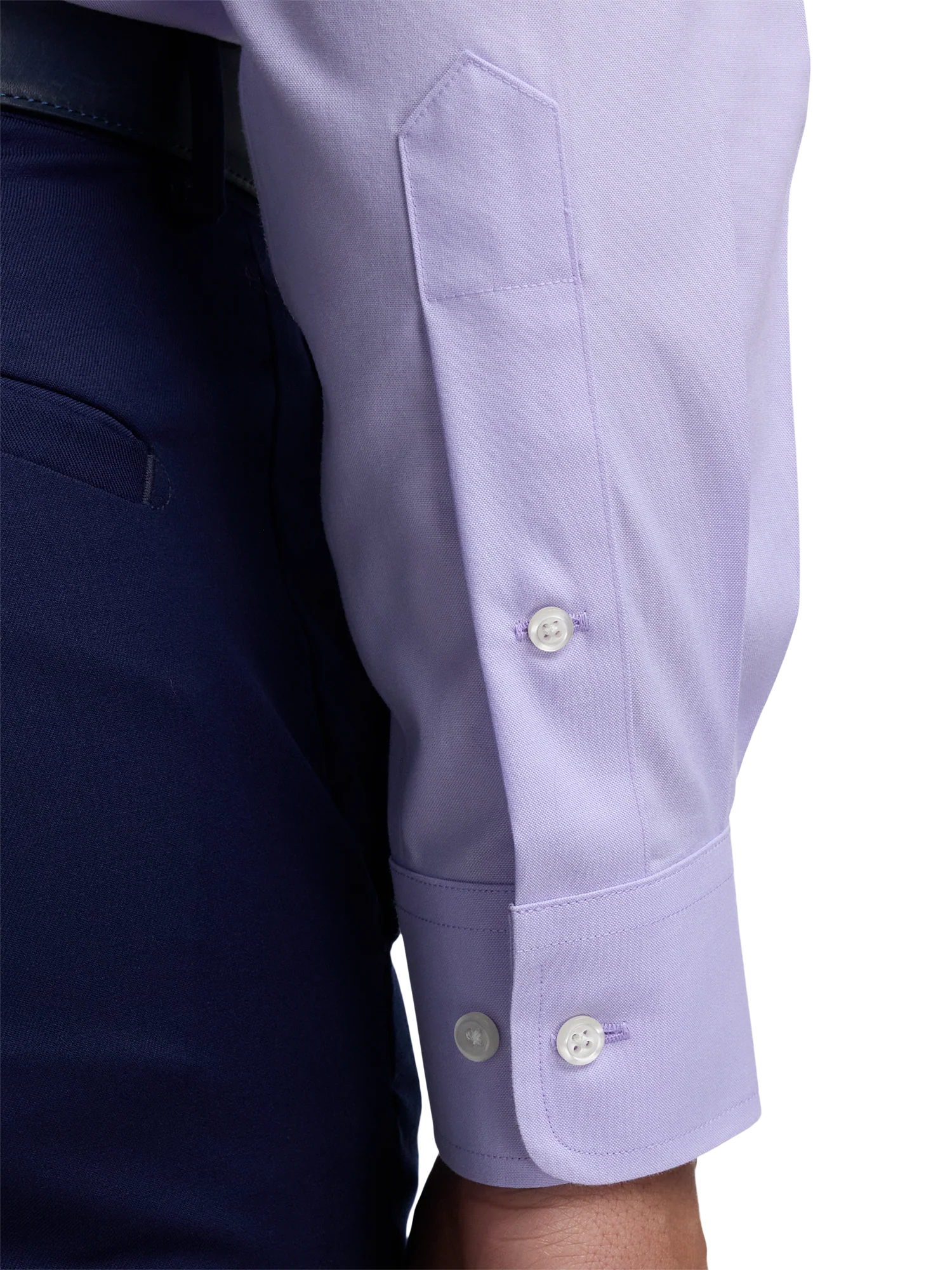 Non-Iron Cotton Pinpoint Solid Button Down Collar Dress Shirt - Lavender - Image 4