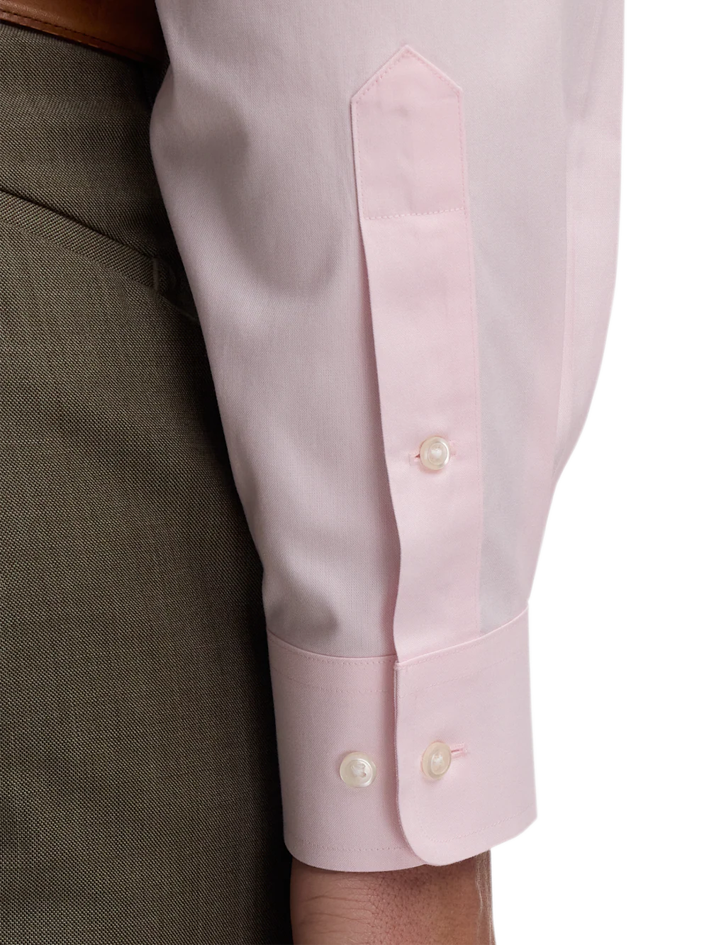 Non-Iron Cotton Pinpoint Solid Button Down Collar Dress Shirt - Pink - Image 4