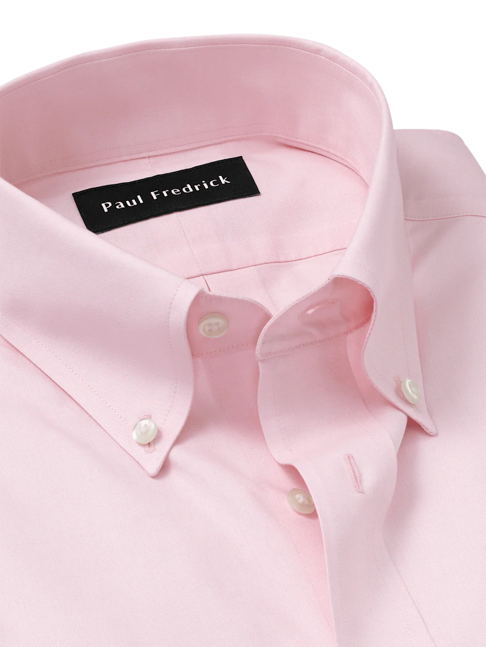 Non-Iron Cotton Pinpoint Solid Button Down Collar Dress Shirt - Pink - Image 7