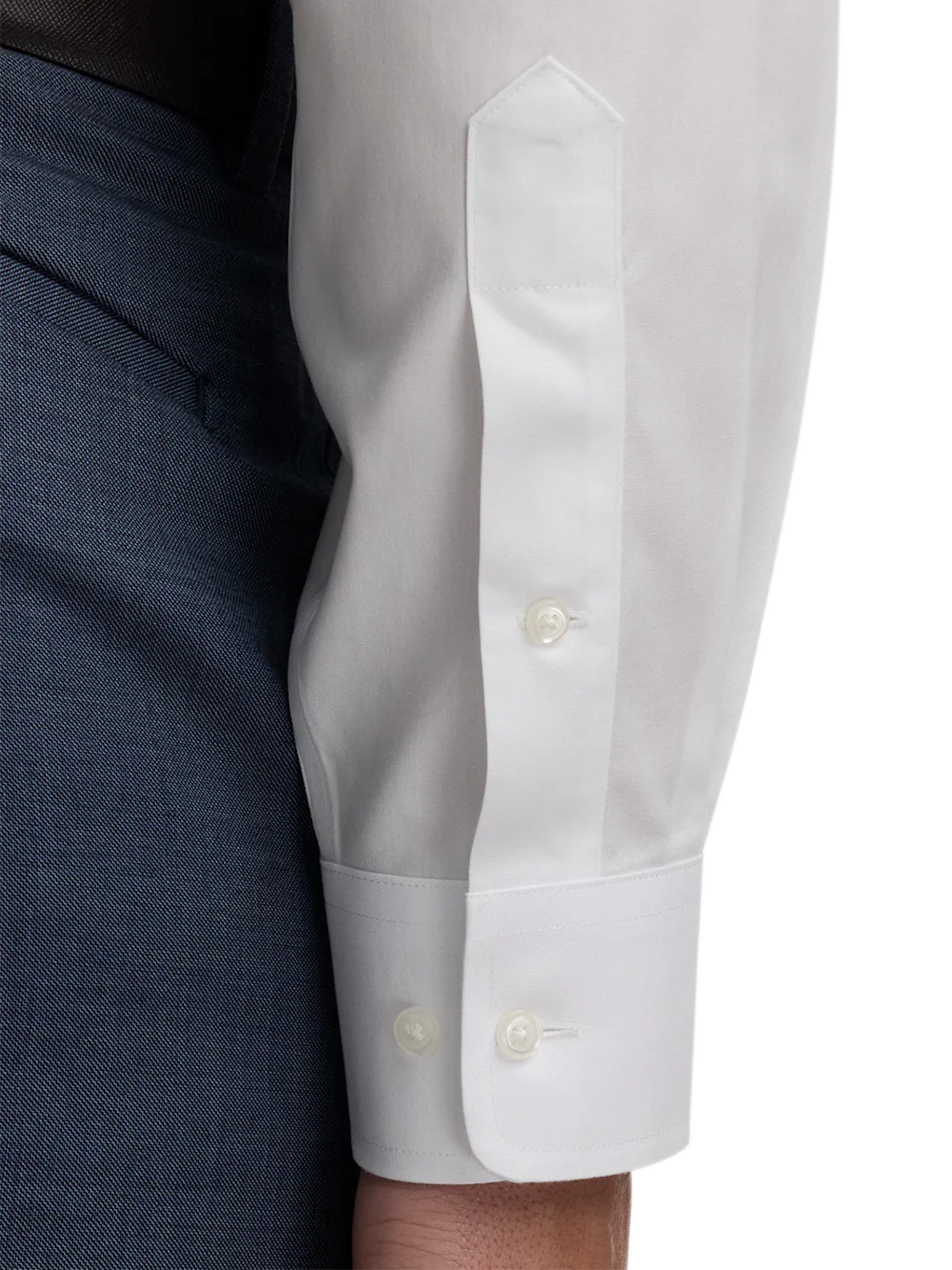 Non-Iron Cotton Pinpoint Solid Button Down Collar Dress Shirt - White - Image 4
