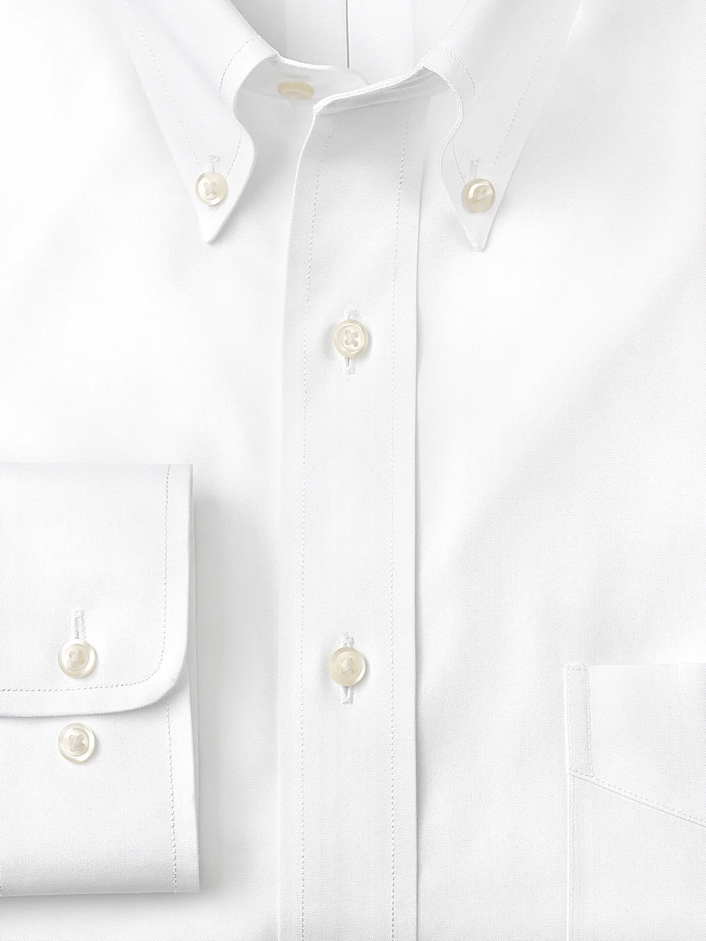 Non-Iron Cotton Pinpoint Solid Button Down Collar Dress Shirt - White - Image 6