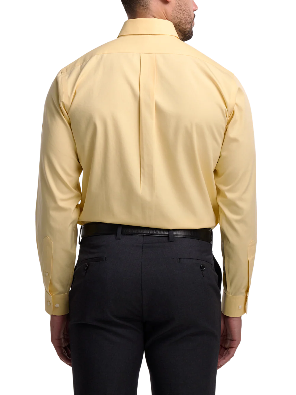 Non-Iron Cotton Pinpoint Solid Button Down Collar Dress Shirt - Yellow - Image 5